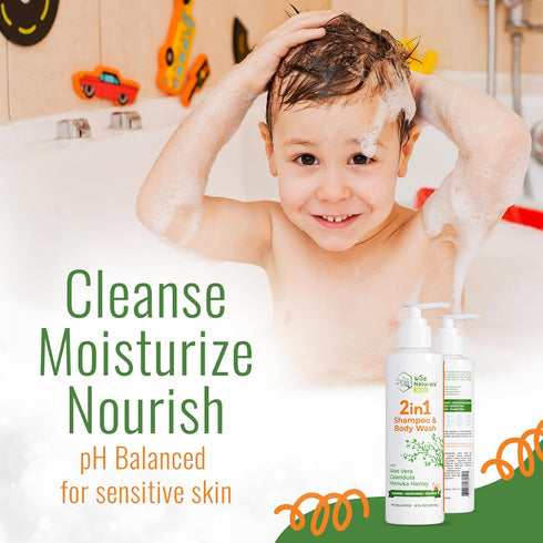 Wild Naturals Kids Shampoo and Body Wash - Hypoallergenic Baby Shampoo and Organic Baby Wash - Gentle and Moisturizing Kids Soap and Toddler Body ...